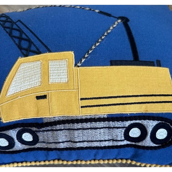 Made in India Decorative Pillow 14x20 Construction Crane Kid Blue Yellow Bedroom - Picture 8 of 8